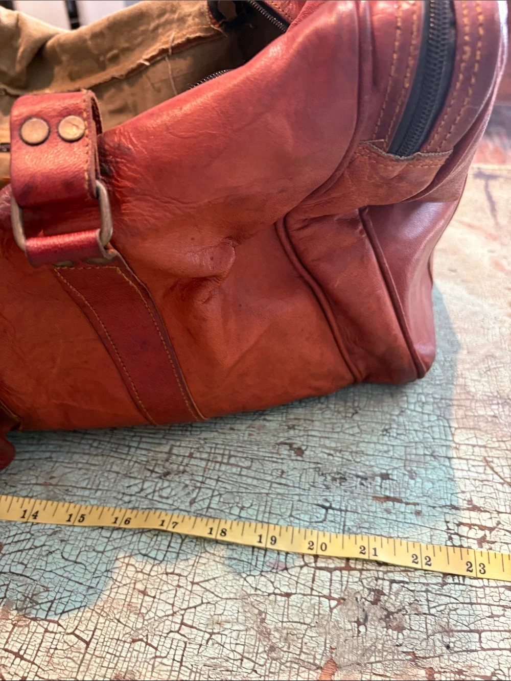 Komal’s Passion Leather Large Brown Leather 23” Weekender Duffel Travel Bag